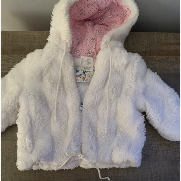 Weestuff Wee Stuff Toddler Girl Hooded White Zip Jacket SZ 2T Made USA VINTAGE - Picture 10 of 15